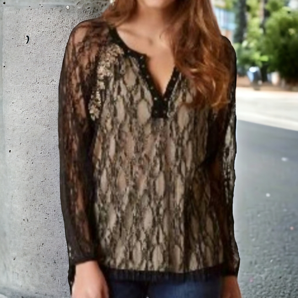 GIMMICKS (MED) by BKE Grommets Lace Sequins and Beads